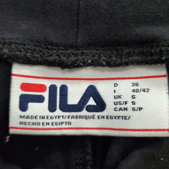 FILA Women's Black High Waist Crop Leg Spell Out Athletic Tights Leggings Size S - Picture 3 of 5